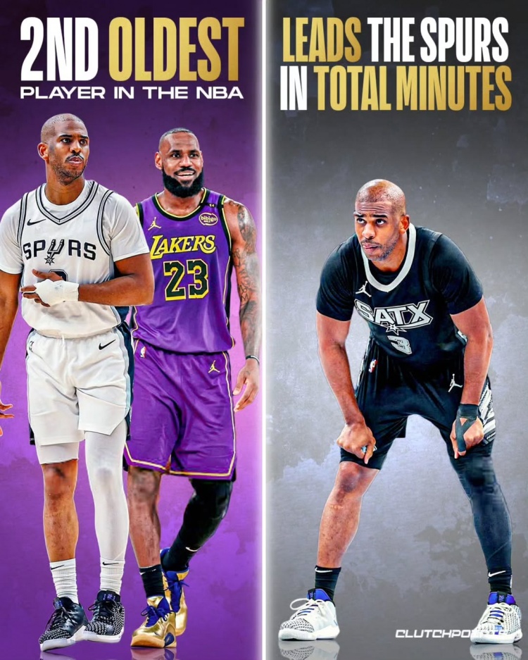 保罗本赛季NBA第二老&仅次于老詹 全勤&总出场时间领衔马刺